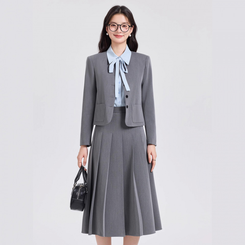Women Formal Wear Interview - Graues kurzes Anzugset für Damen, professionelle