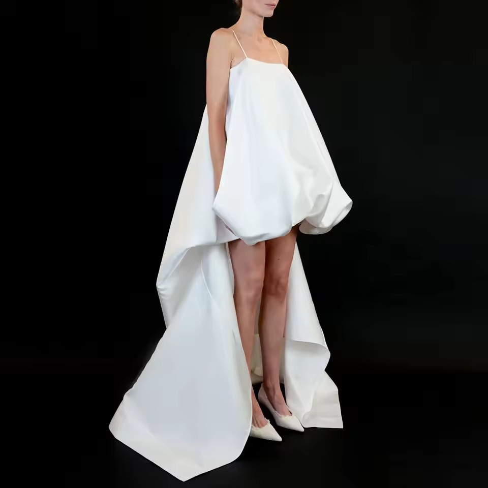 Unique Women'S Formal Wear - 2026 Einzigartig Designtes Weißes High-Low Maxikleid