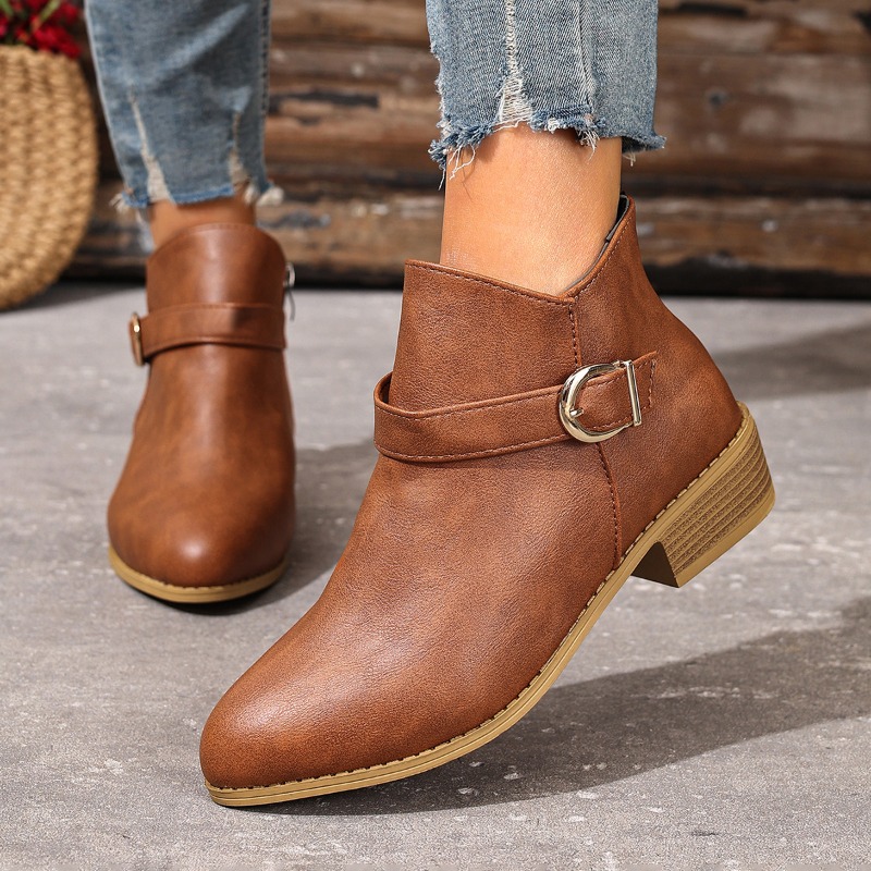 Women Formal Wear With Shoes - Damen Herbst-Winter Stiefeletten mit Seitenreißverschluss, Blockabsatz,