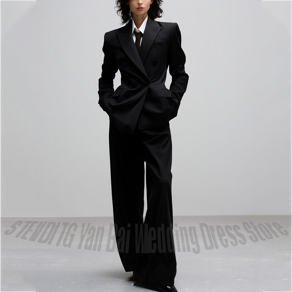 Women Formal Wear Shop - Lässiger Damenanzug Trendiger Einfarbiger Schwarzer Langarm-Blazer