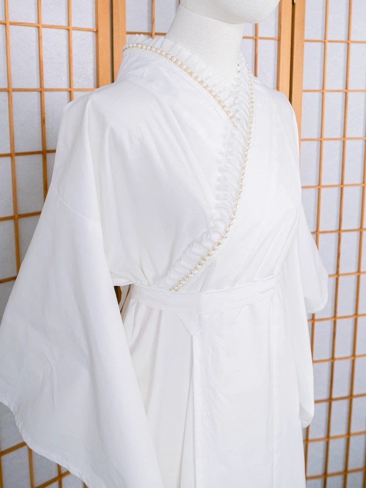 Women'S Formal Traditional Wear - Kimono-Unterwäsche mit Spitzenbesatz, weiße Baumwolle, formelle
