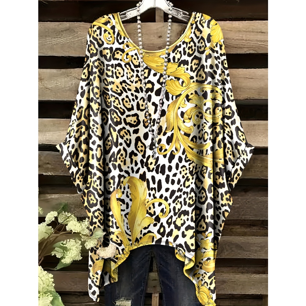 Women Formal Wear Trends - Damenmode-T-Shirt mit Animal-Print, formelle Kleidung, Top,