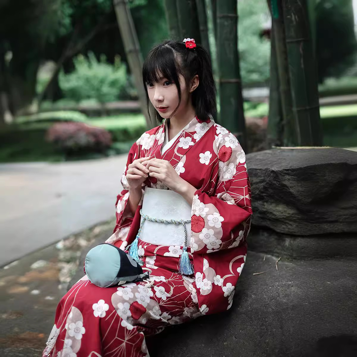 Women'S Formal Traditional Wear - Roter japanischer Yukata-Kimono für Damen, modifizierte