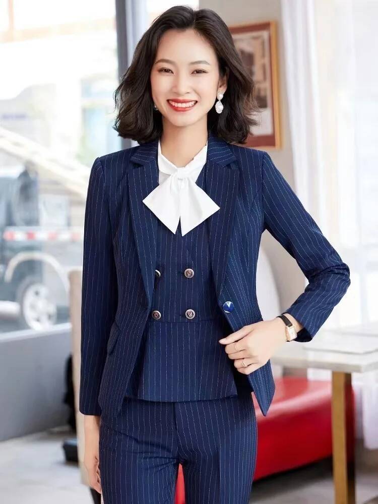Women Formal Wear Interview - Mode Gestreifte Formale Anzüge Frauen Professionelle