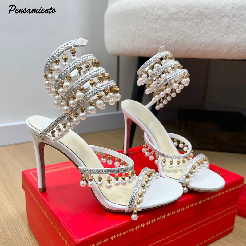 Women'S Formal Wear For Wedding - Luxuriöse Gladiatorensandalen für Damen mit Strass,