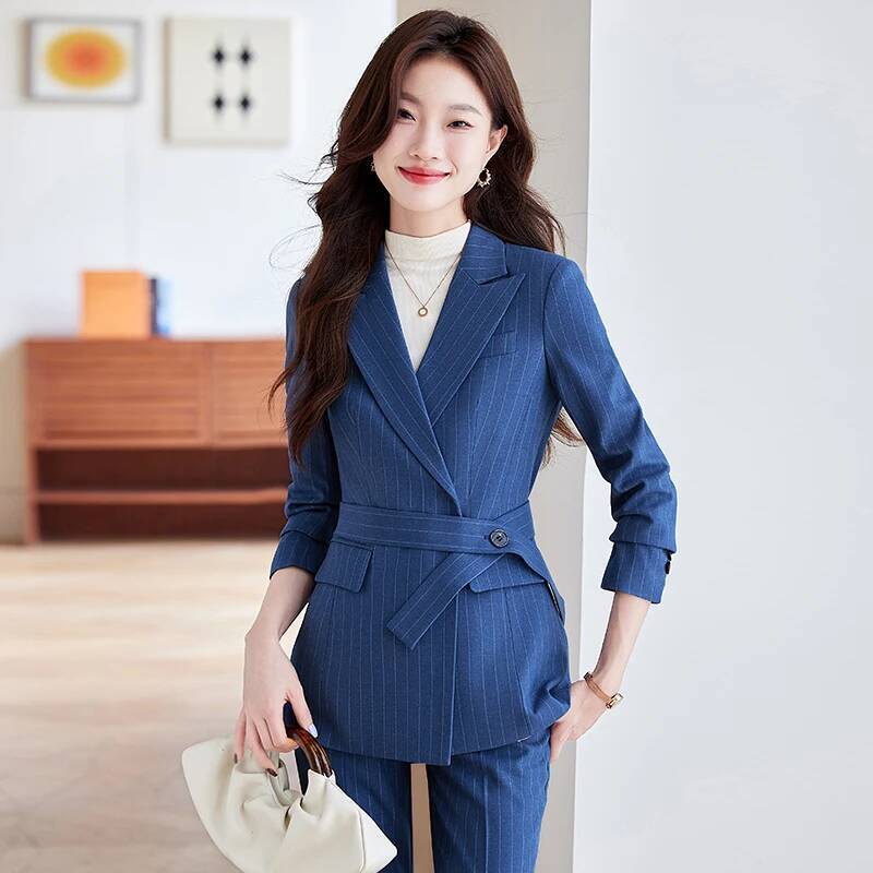Women Formal Wear Interview - Hochwertiger Stoff, elegant, gestreift, formelle Hosenanzüge,