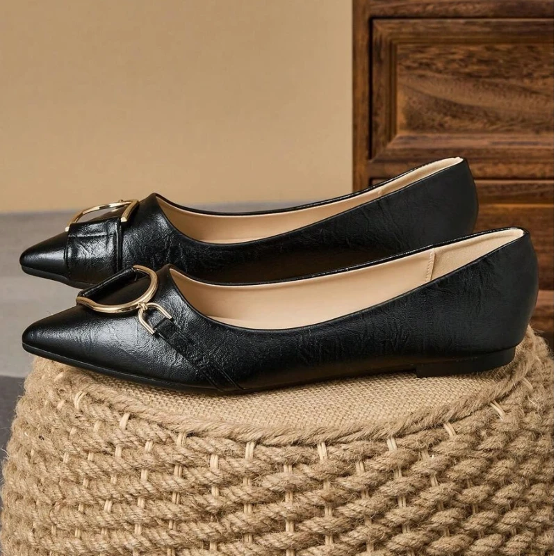 Women Formal Wear With Shoes - Elegante schwarze Damen-Ballerinas mit spitzer Zehenpartie