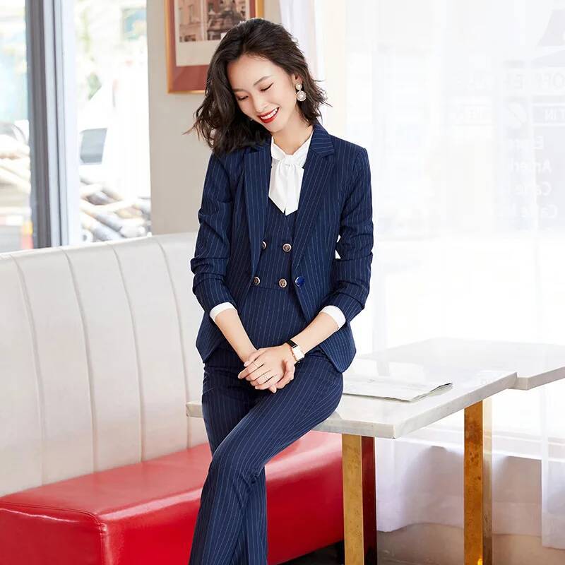 Mode Gestreifte Formale Anzüge – Women Formal Wear Interview Bewertung und Preis